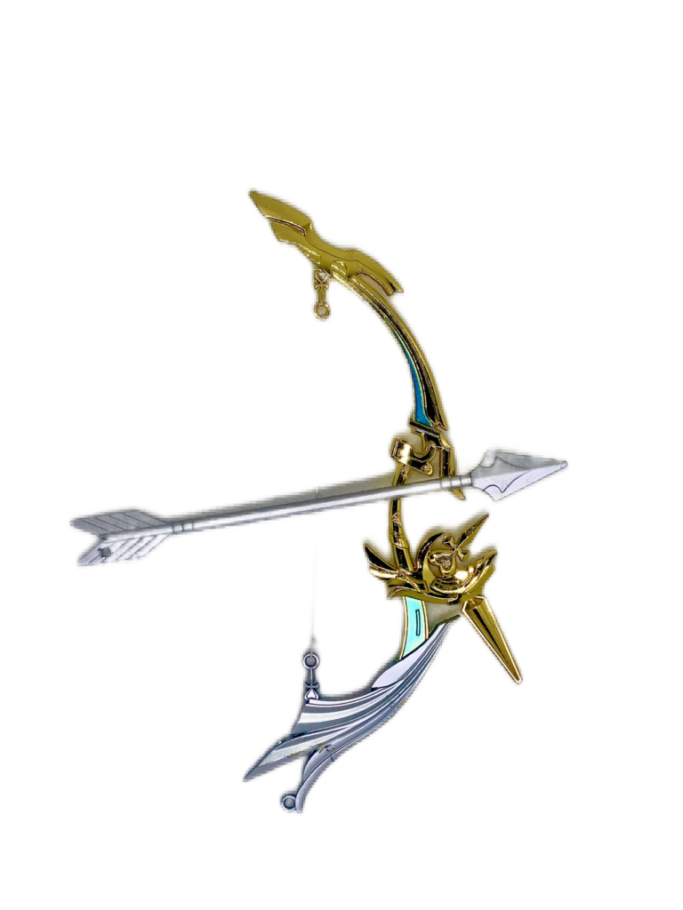 Réplique Arc d’Amos, miniature fidèle à l’arme légendaire de Genshin Impact, idéale pour les fans et collectionneurs