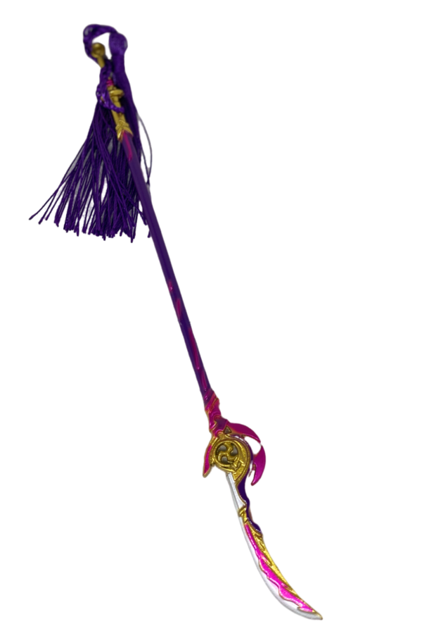 Réplique miniature Lumière du Faucheur de Genshin Impact, fidèle et détaillée, idéale pour les fans et collectionneurs.