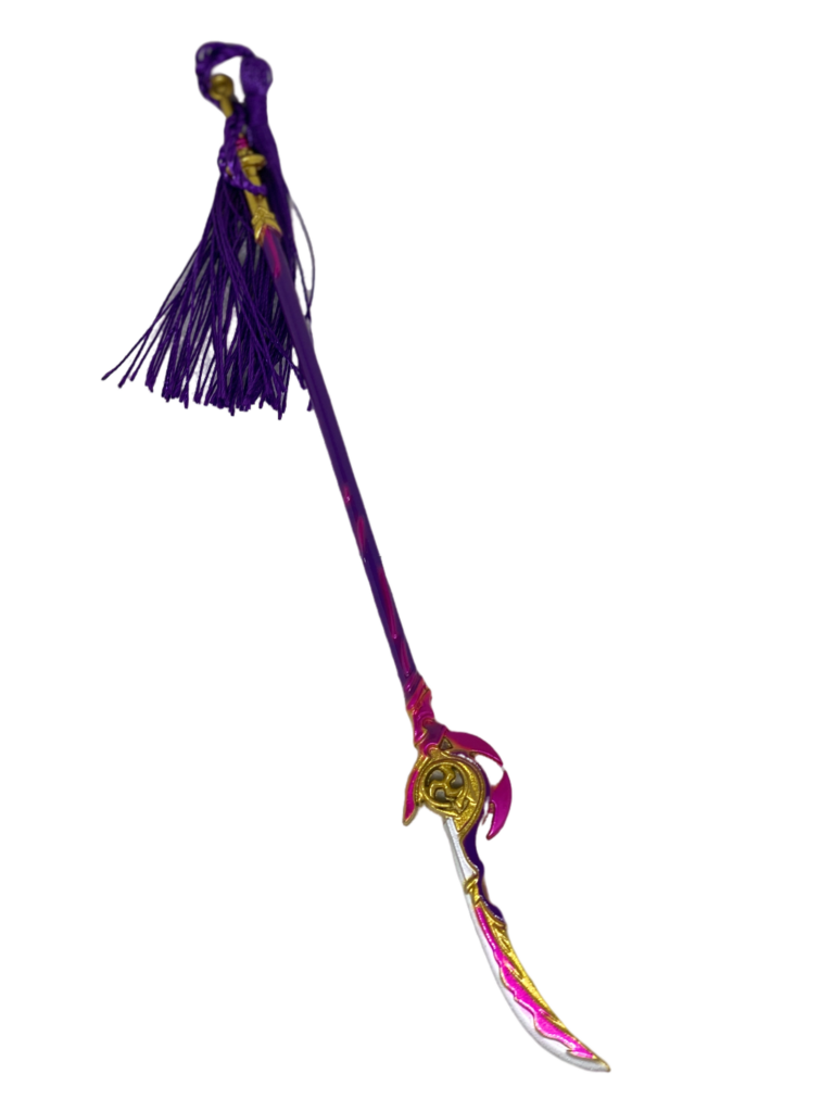 Réplique miniature Lumière du Faucheur de Genshin Impact, fidèle et détaillée, idéale pour les fans et collectionneurs.