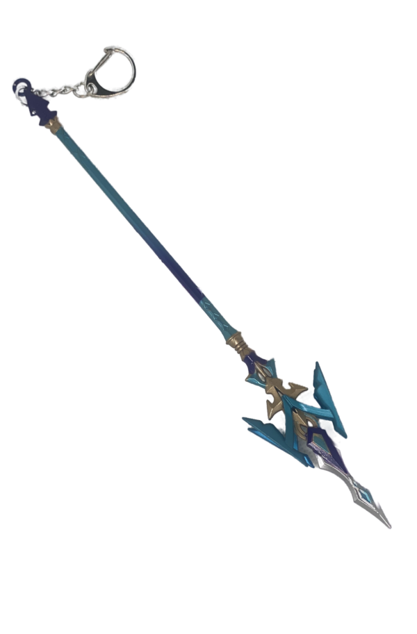 Mini réplique de l'Étouffeur de Calamité, une arme emblématique de Genshin Impact. Ce porte-clés représente fidèlement cette lance mythique, avec ses détails en bleu et or et son design élégant. Idéal pour les collectionneurs et les fans du jeu
