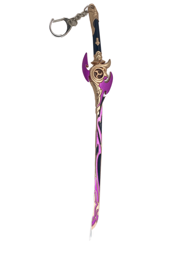 Porte-clés Reflet Tranche-Brume, réplique miniature de l’arme emblématique de Genshin Impact, parfait pour les fans et collectionneurs