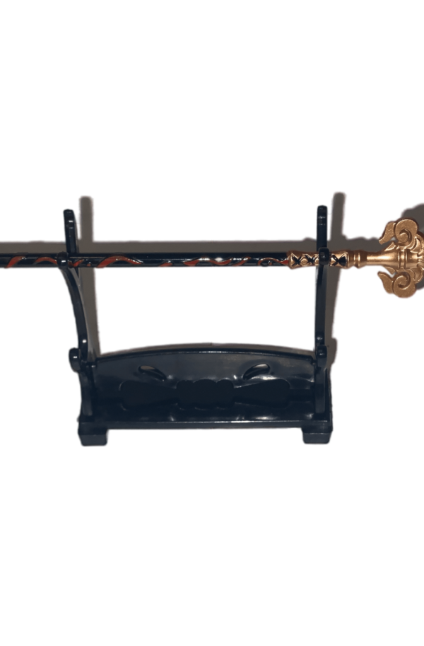 Porte-clés Bâton Homa, réplique miniature de l’arme emblématique de Genshin Impact, idéale pour les fans et collectionneurs."