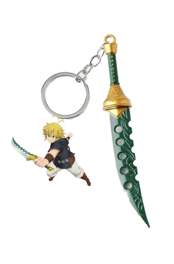 Porte-clés Meliodas Lostvayne, miniature de l’épée mythique de Seven Deadly Sins, parfait pour les fans et collectionneurs.