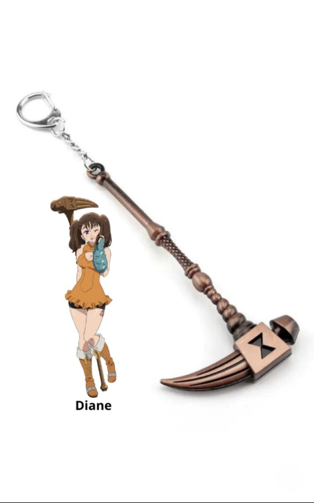 Porte-clés Marteau Diane, réplique miniature de l’arme sacrée Gideon de Seven Deadly Sins, parfait pour les fans et collectionneurs