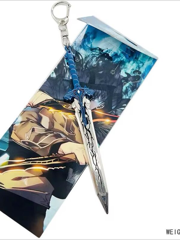 Porte-clé Solo Leveling lame du roi démon en métal avec packaging